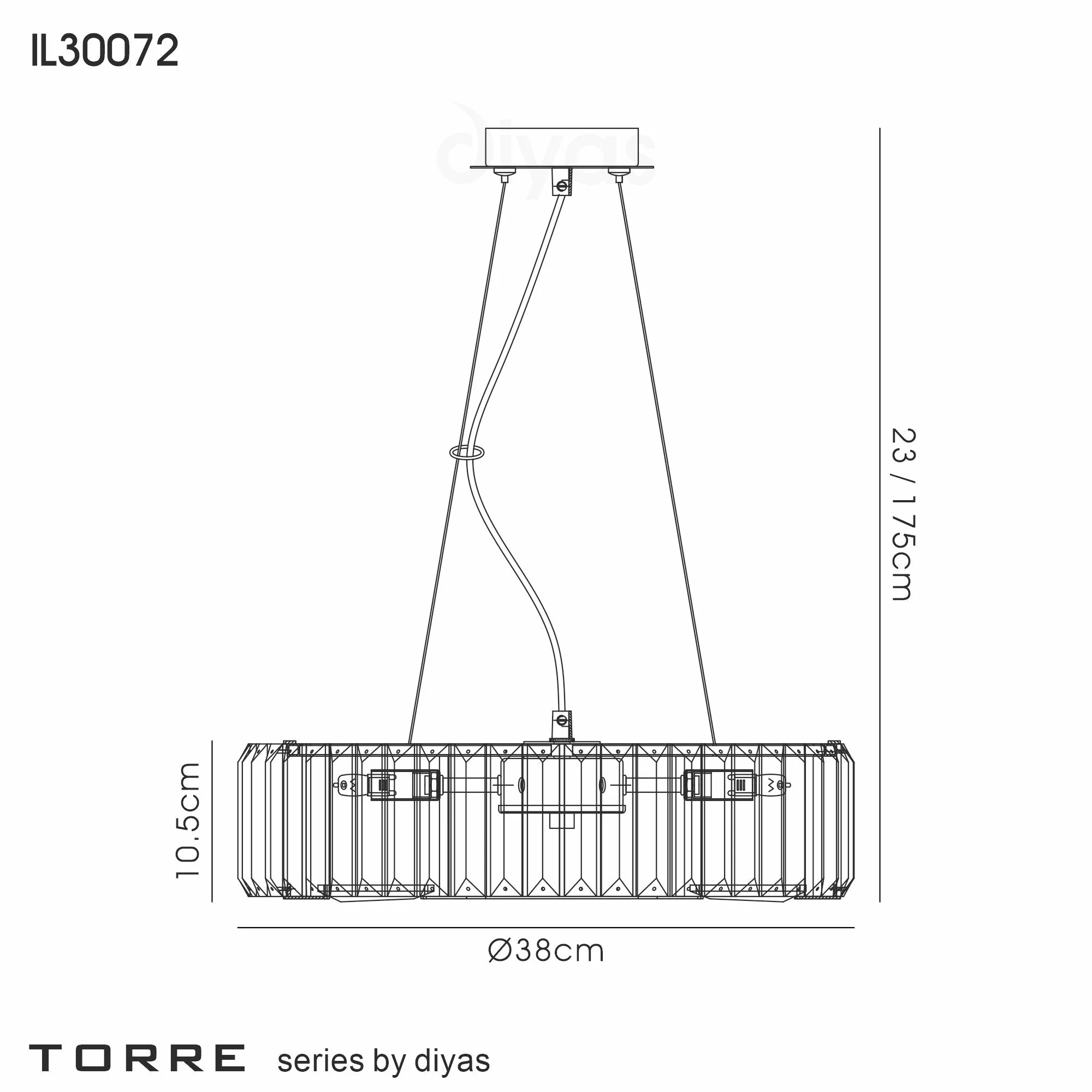 Torre 5/9/10Lt Polished Chrome/Crystal Pendant - Image 14