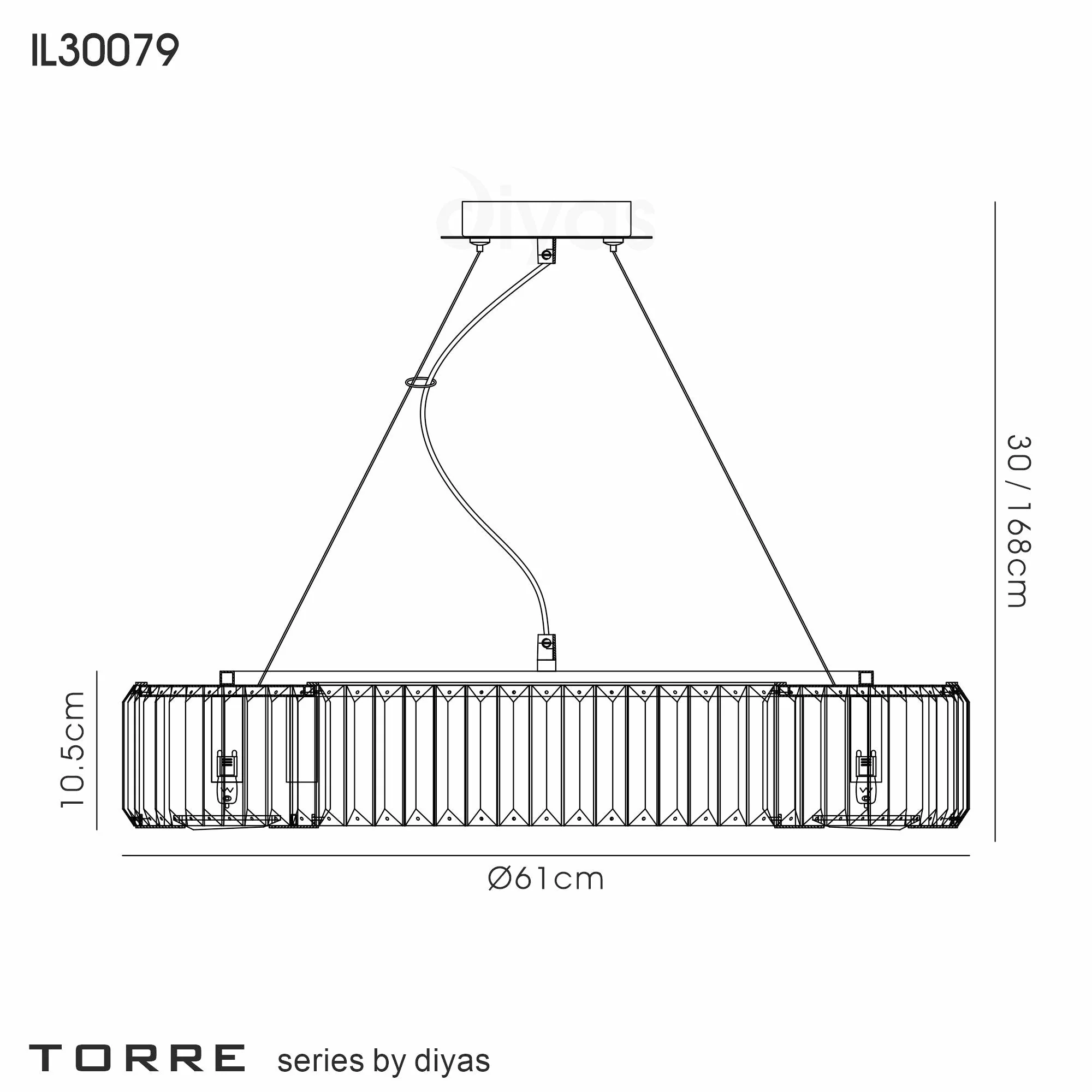 Torre 5/9/10Lt Polished Chrome/Crystal Pendant - Image 15
