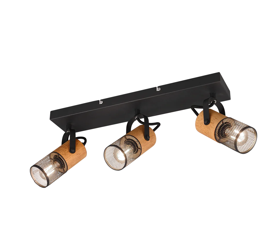 Tosh 3Lt Bar Spotlight - Black & White/ Black & Wood - Image 2