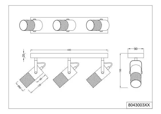 Tosh 3Lt Bar Spotlight - Black & White/ Black & Wood - Image 3