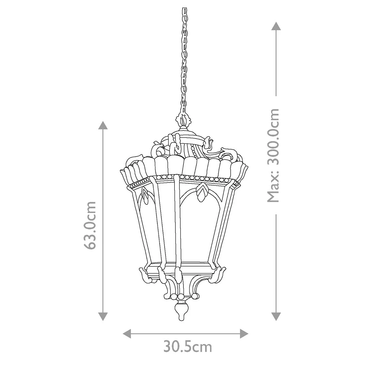 Tournai 1/3/4Lt Chain Lantern - Londonderry IP44 E27 - Image 11