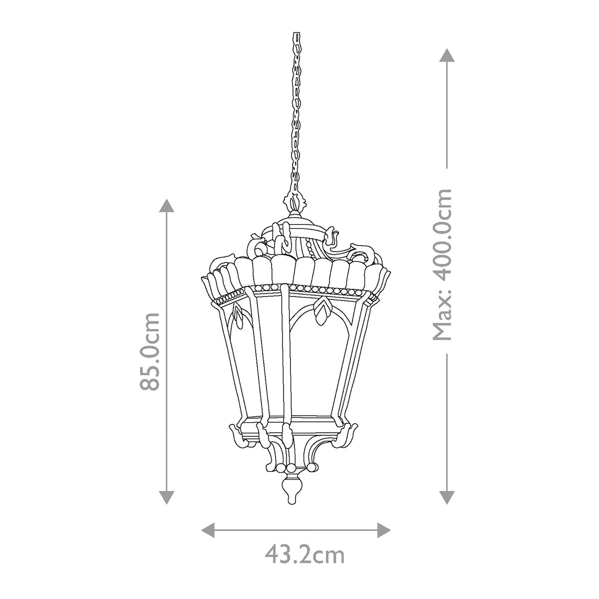 Tournai 1/3/4Lt Chain Lantern - Londonderry IP44 E27 - Image 15