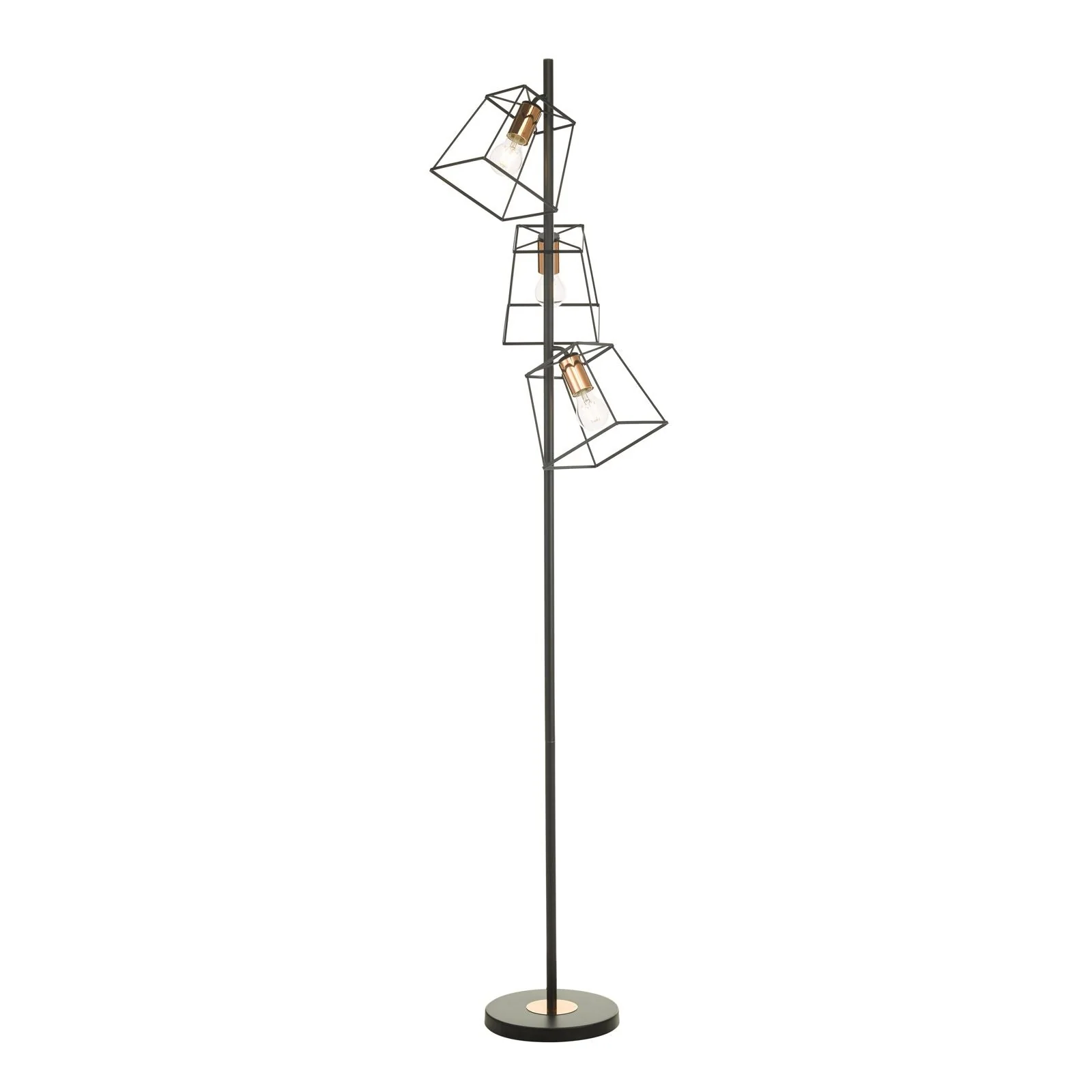 Tower 3 Light Floor Lamp Matt Black & Polished Chrome/Matt Black & Copper E27 - Image 10