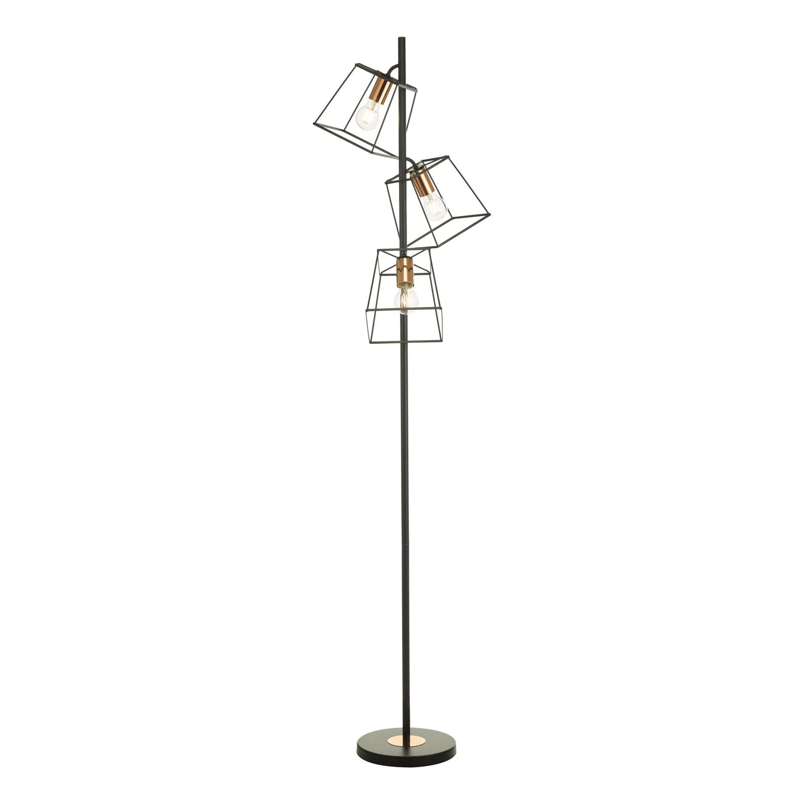 Tower 3 Light Floor Lamp Matt Black & Polished Chrome/Matt Black & Copper E27 - Image 9