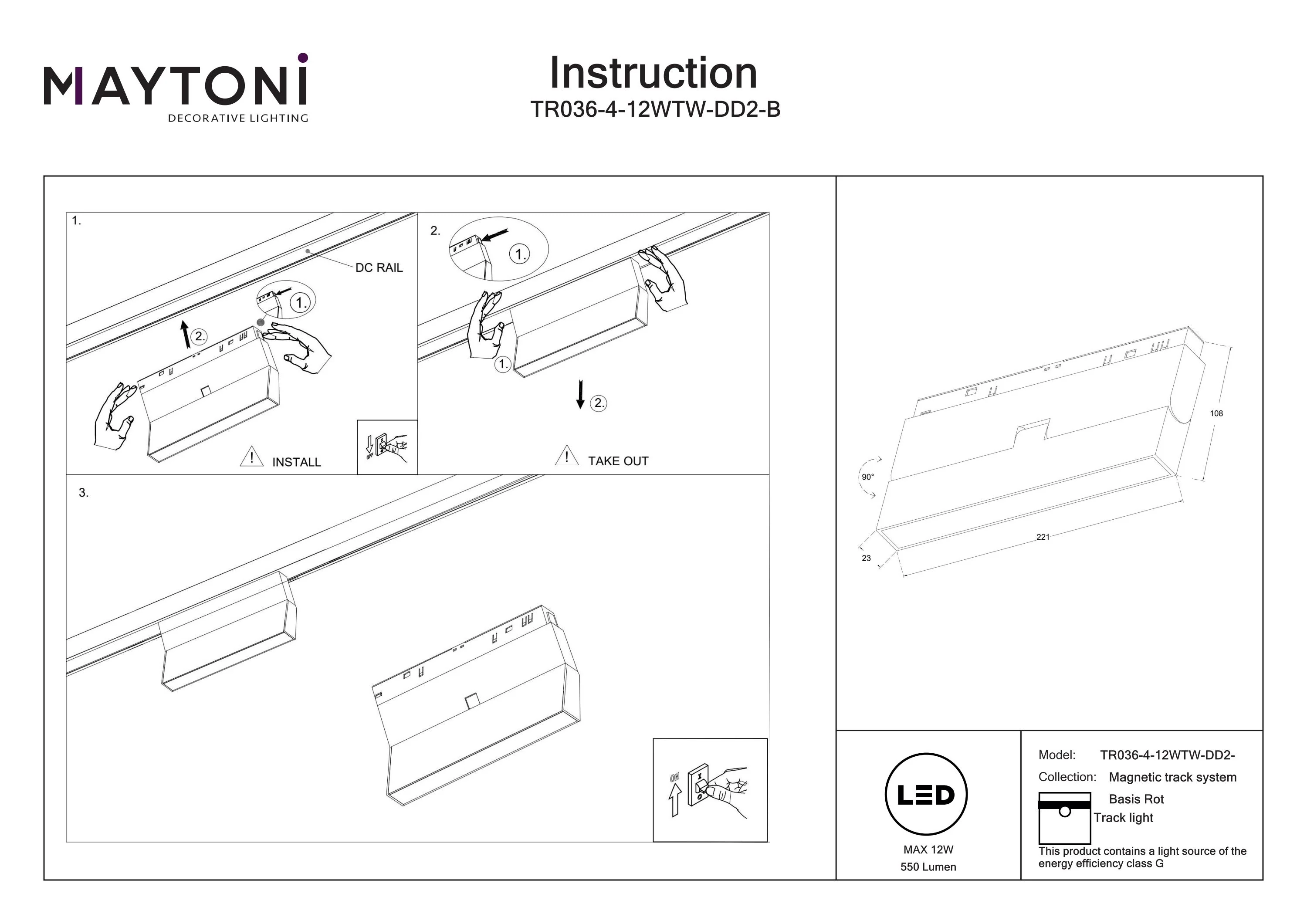 Track Lighting Basis Rot Magnetic track system Exility 12W 120° 2700-6000K - Image 8