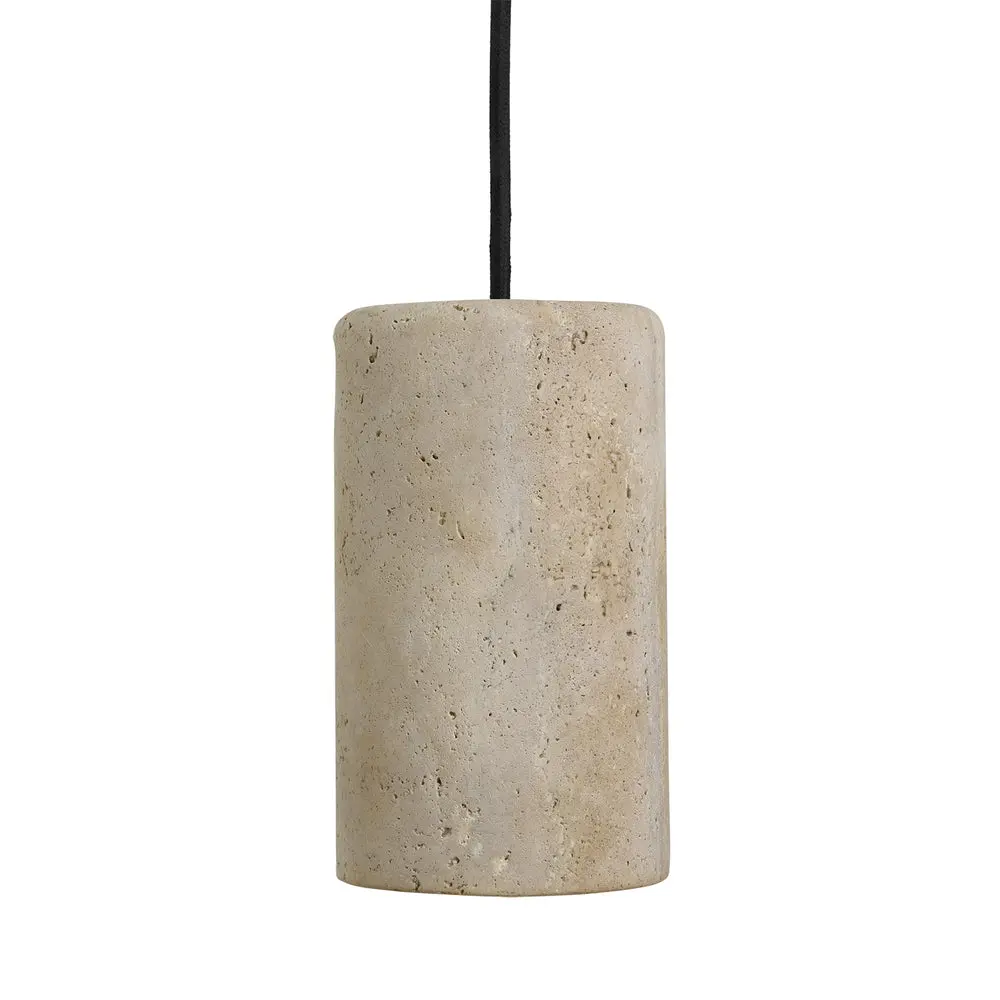 Travertine Stone Cylinder Pendant Light 4 inch - Natural Finish - Image 4