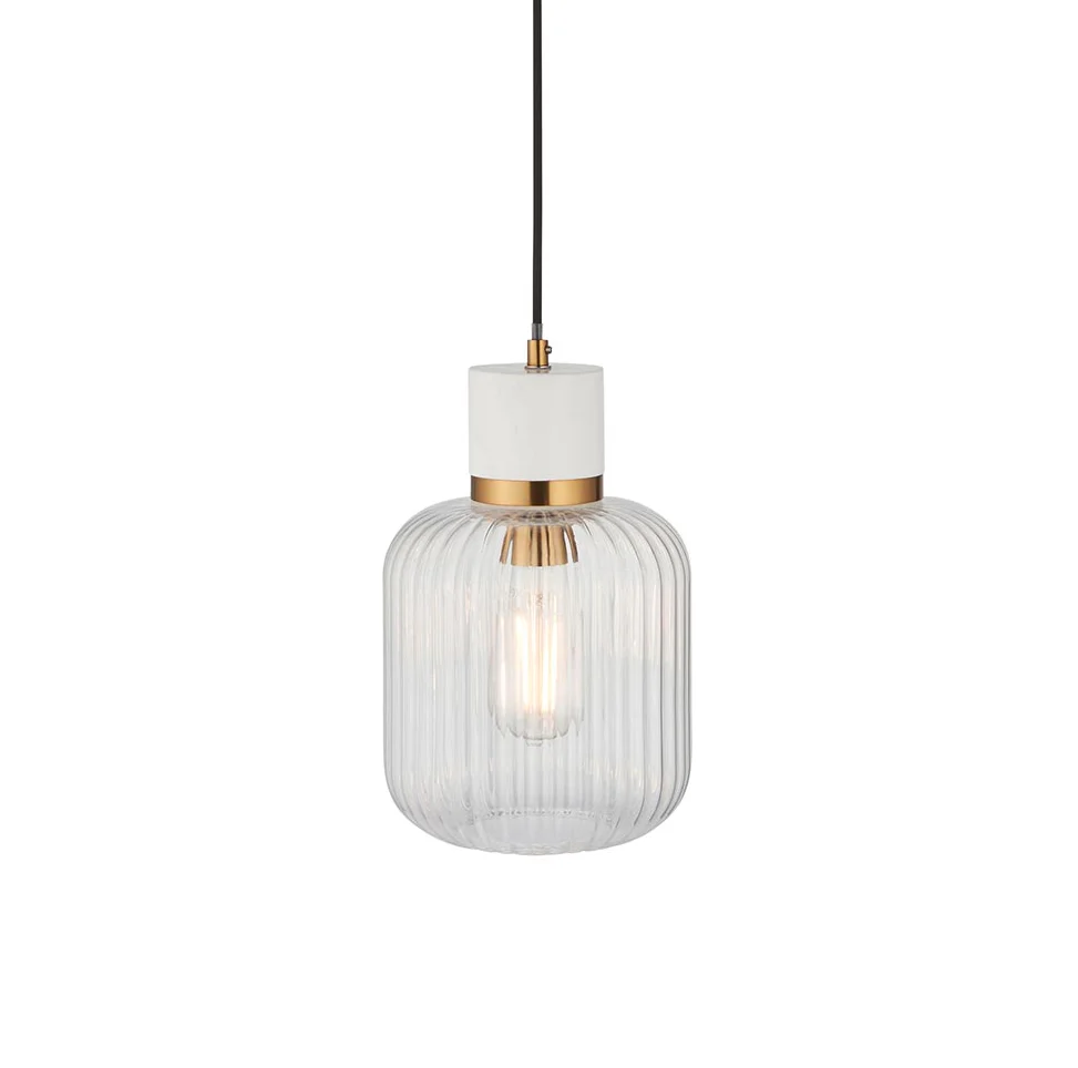 Travi Pendant Light- Clear/ Ribbed Glass Finish - Image 11