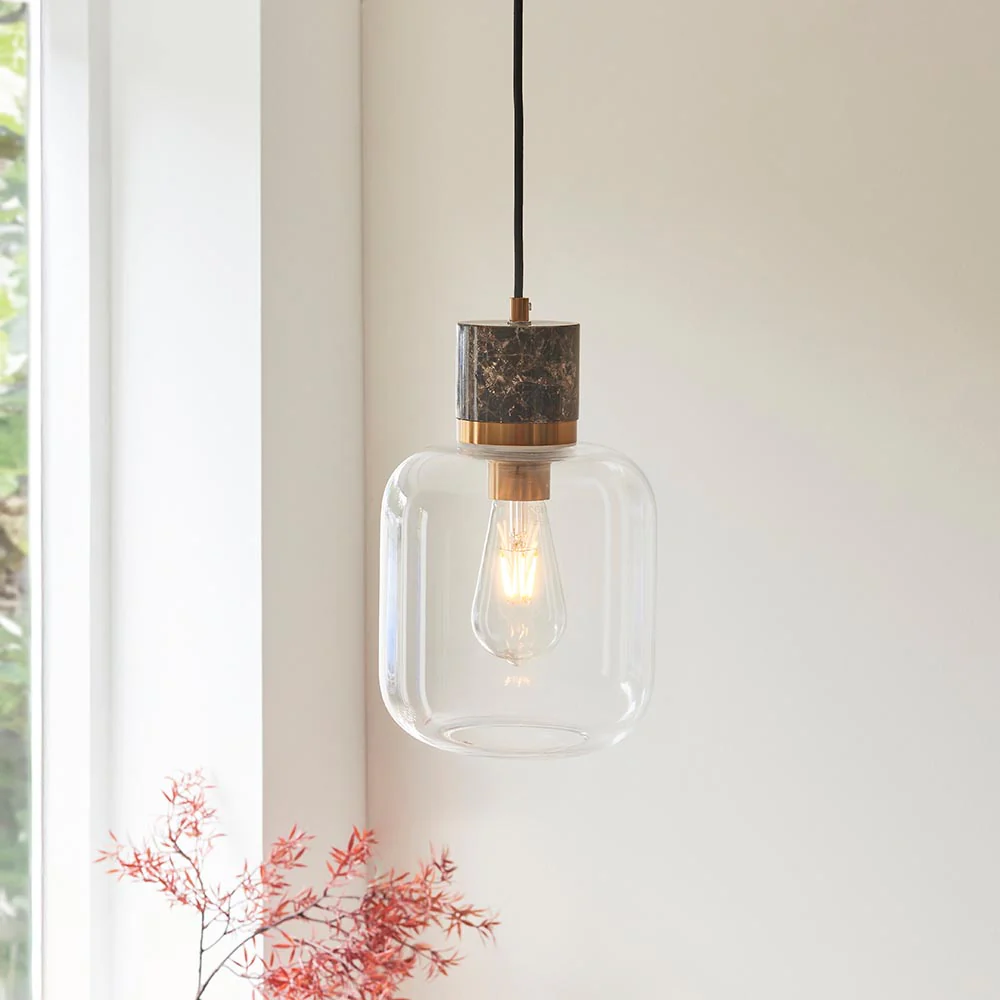 Travi Pendant Light- Clear/ Ribbed Glass Finish - Image 12
