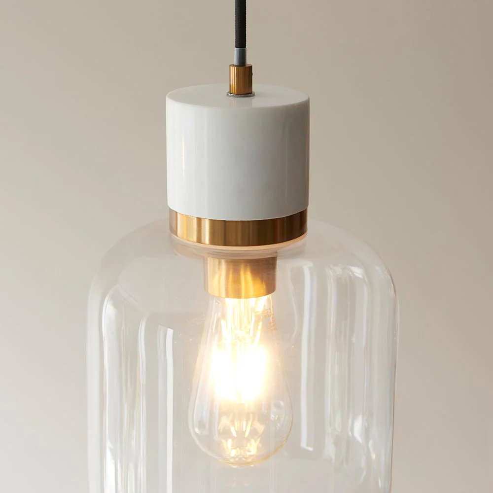 Travi Pendant Light- Clear/ Ribbed Glass Finish - Image 18