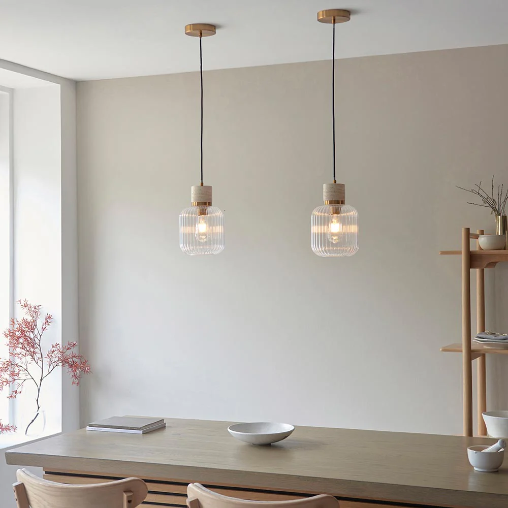Travi Pendant Light- Clear/ Ribbed Glass Finish - Image 19