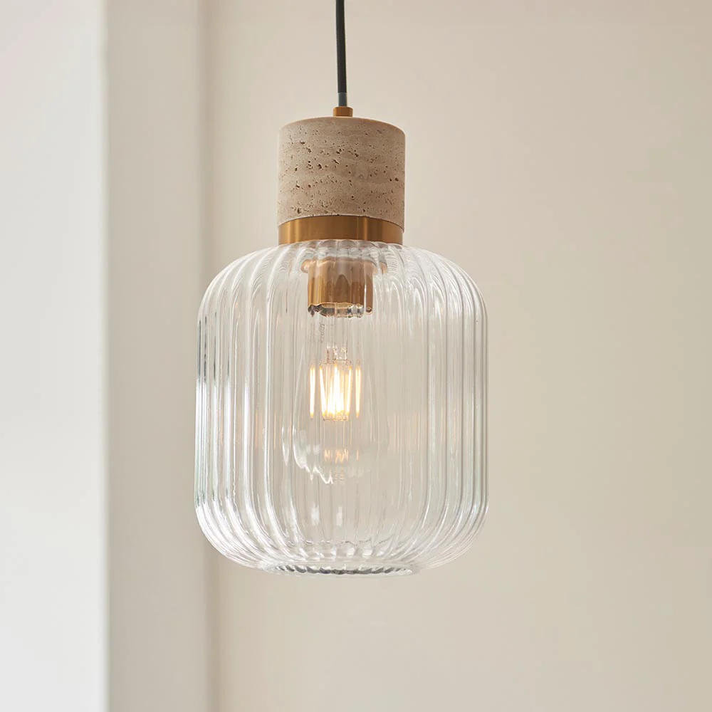 Travi Pendant Light- Clear/ Ribbed Glass Finish - Image 21