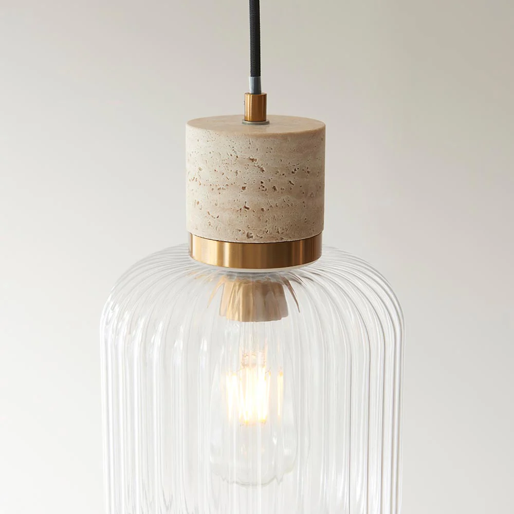 Travi Pendant Light- Clear/ Ribbed Glass Finish - Image 22