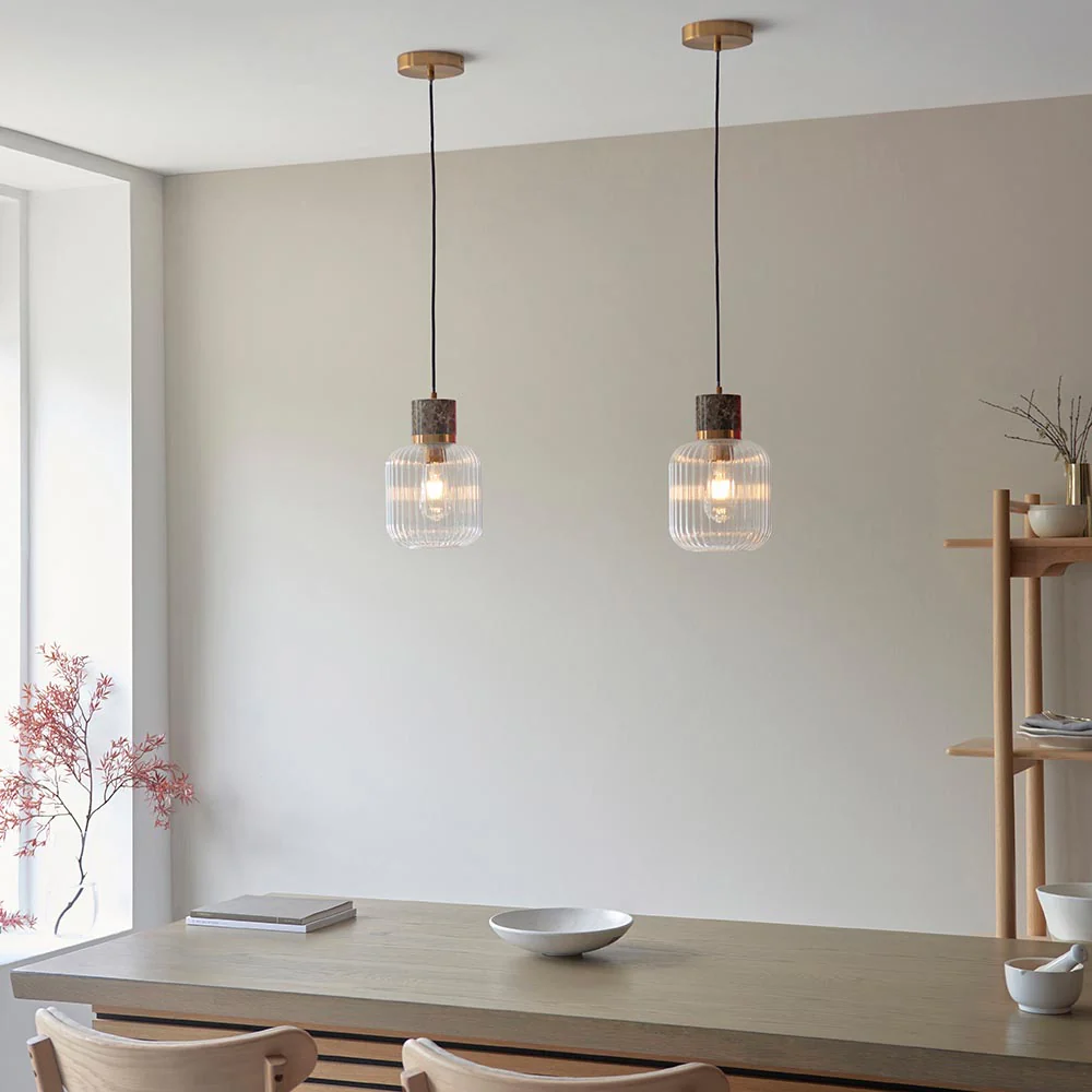 Travi Pendant Light- Clear/ Ribbed Glass Finish - Image 23
