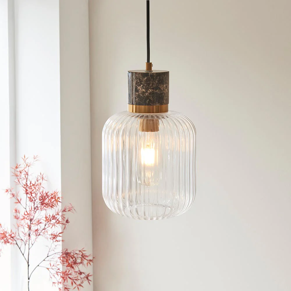 Travi Pendant Light- Clear/ Ribbed Glass Finish - Image 24