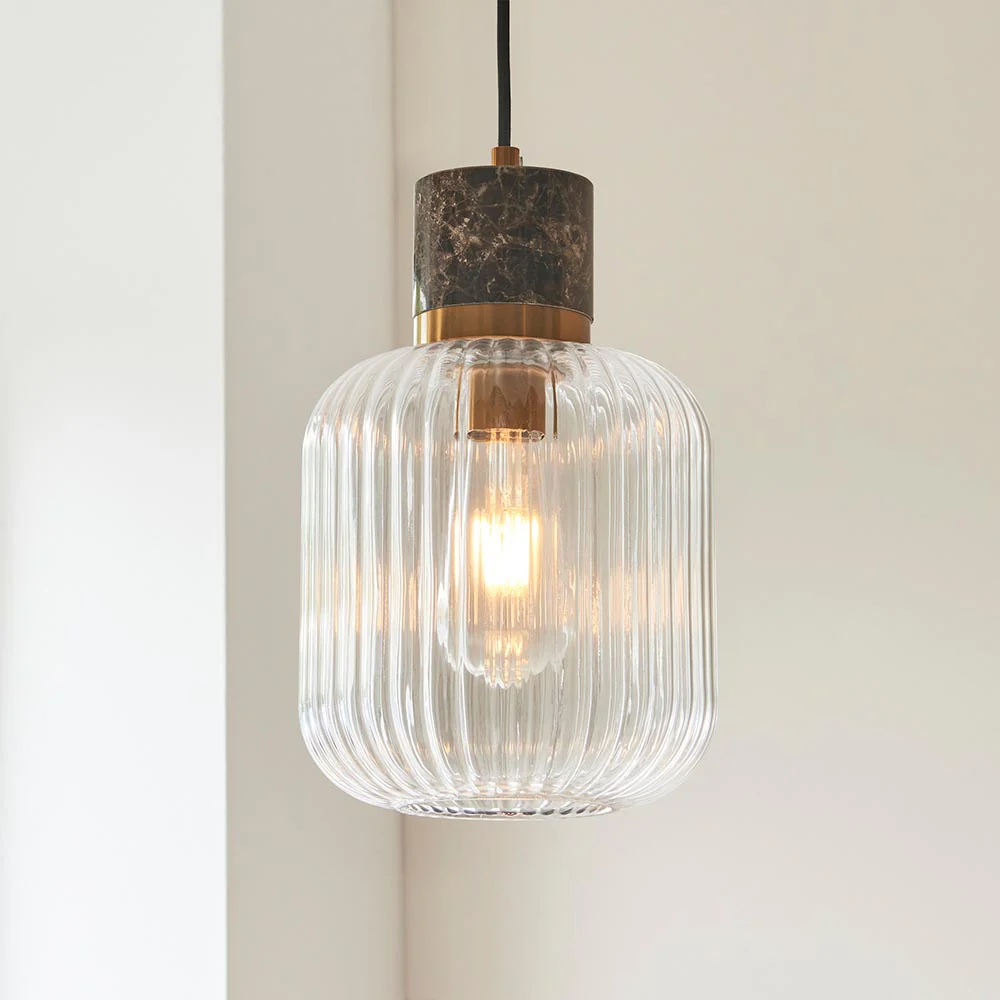 Travi Pendant Light- Clear/ Ribbed Glass Finish - Image 25