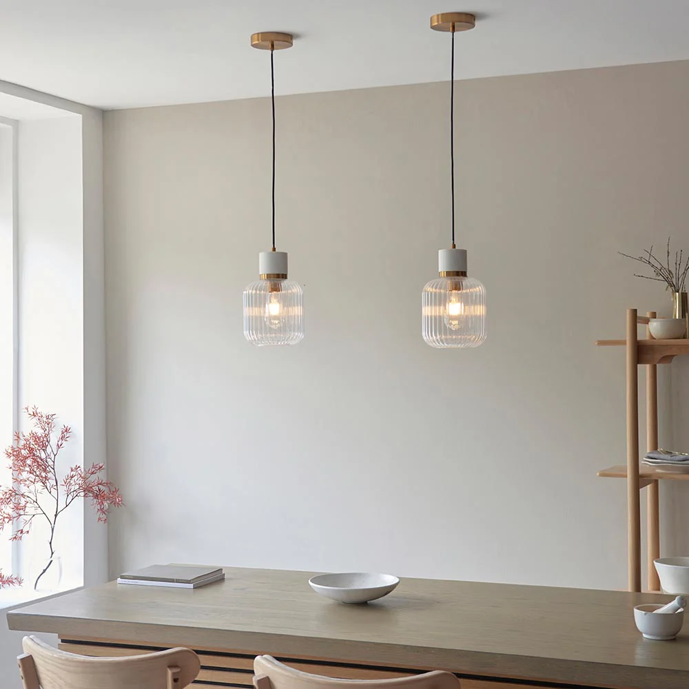 Travi Pendant Light- Clear/ Ribbed Glass Finish - Image 27