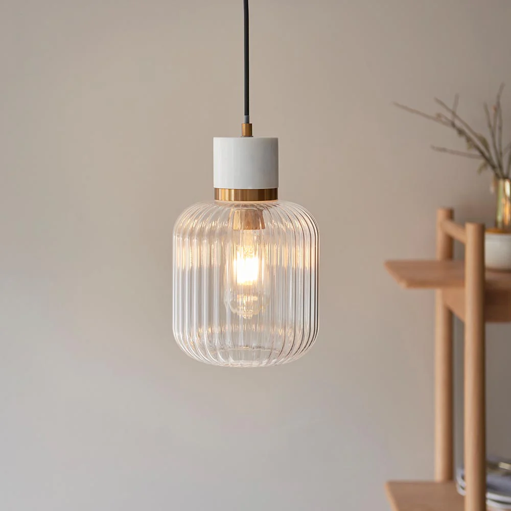 Travi Pendant Light- Clear/ Ribbed Glass Finish - Image 28