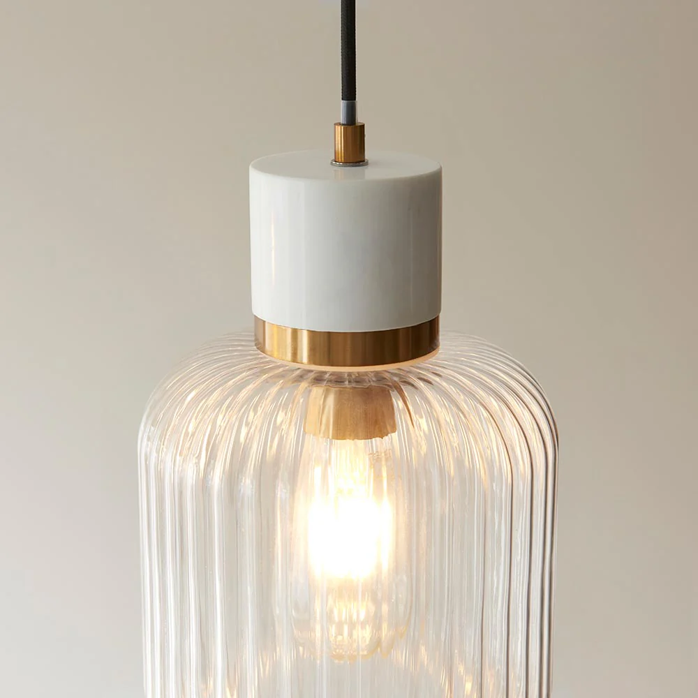 Travi Pendant Light- Clear/ Ribbed Glass Finish - Image 29