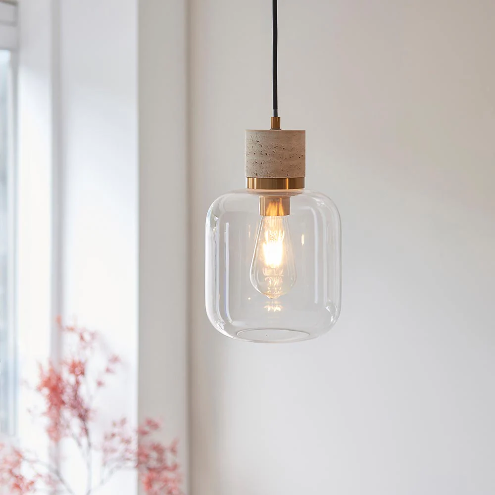 Travi Pendant Light- Clear/ Ribbed Glass Finish - Image 5