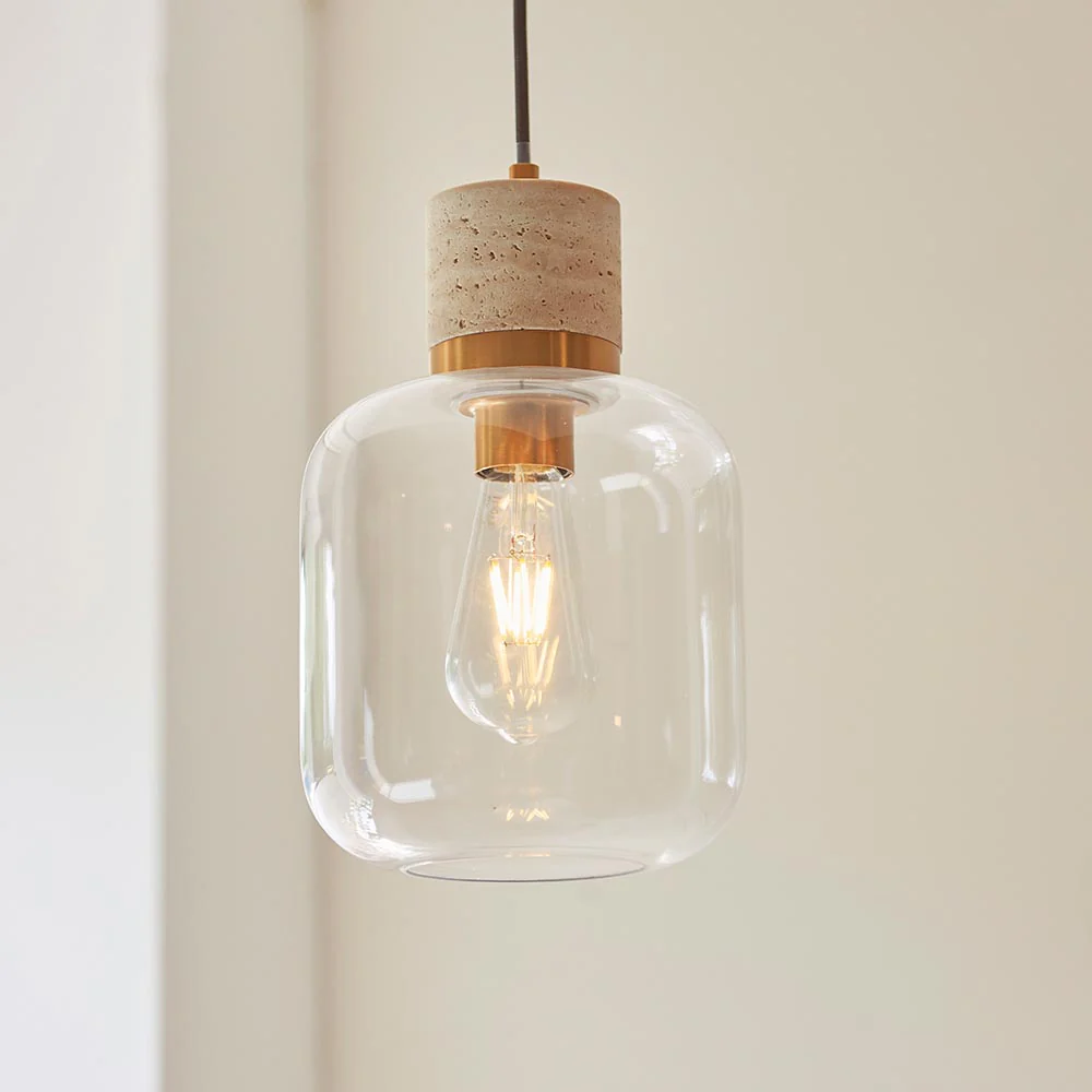 Travi Pendant Light- Clear/ Ribbed Glass Finish - Image 7