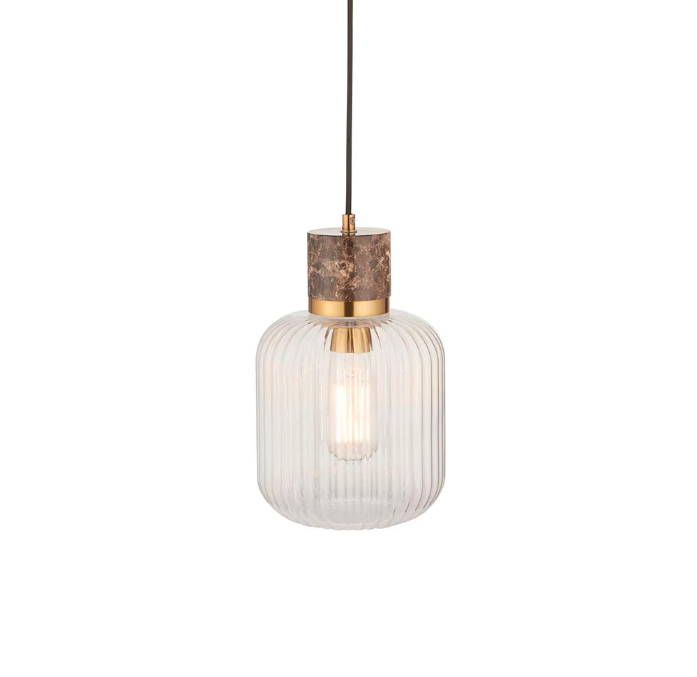 Travi Pendant Light- Clear/ Ribbed Glass Finish - Image 9