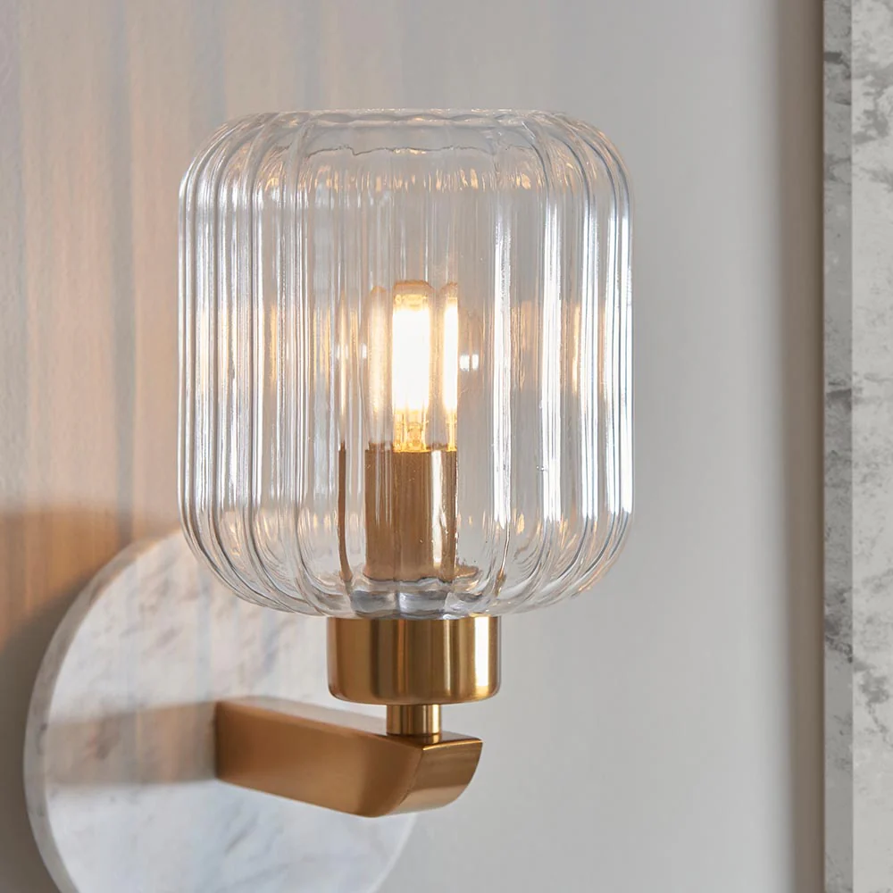 Travi Ribbed/ Clear Wall Light-  Various Base Finishes - Image 10