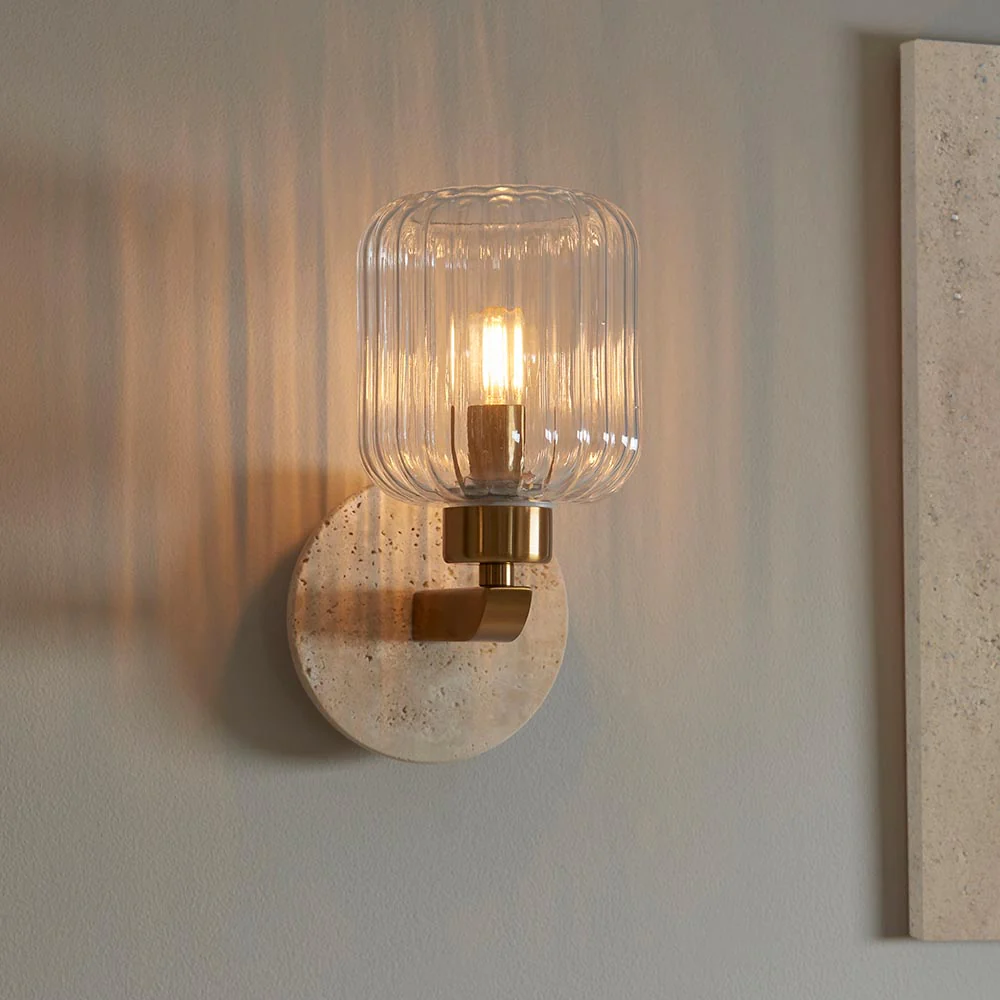 Travi Ribbed/ Clear Wall Light-  Various Base Finishes - Image 11
