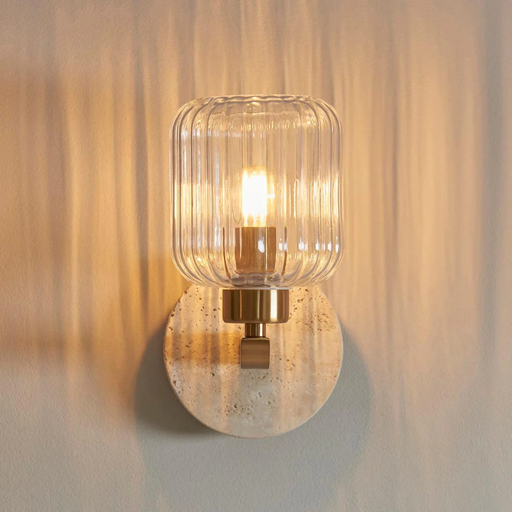 Travi Ribbed/ Clear Wall Light-  Various Base Finishes - Image 12