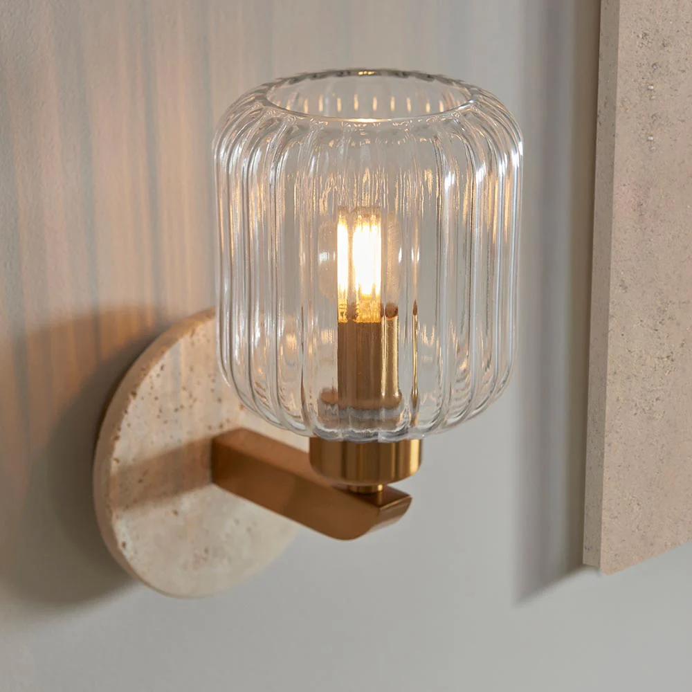 Travi Ribbed/ Clear Wall Light-  Various Base Finishes - Image 13