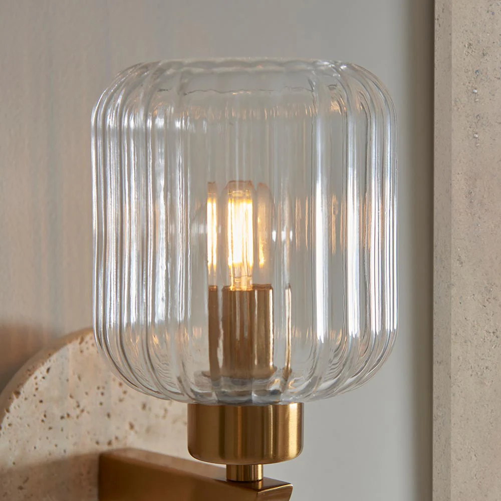 Travi Ribbed/ Clear Wall Light-  Various Base Finishes - Image 14