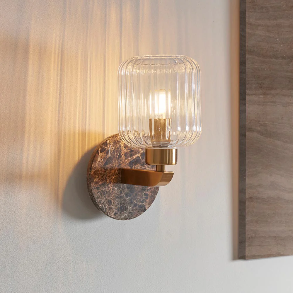Travi Ribbed/ Clear Wall Light-  Various Base Finishes - Image 15