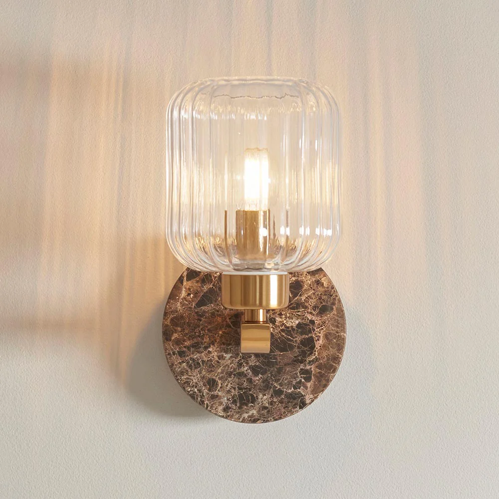 Travi Ribbed/ Clear Wall Light-  Various Base Finishes - Image 16