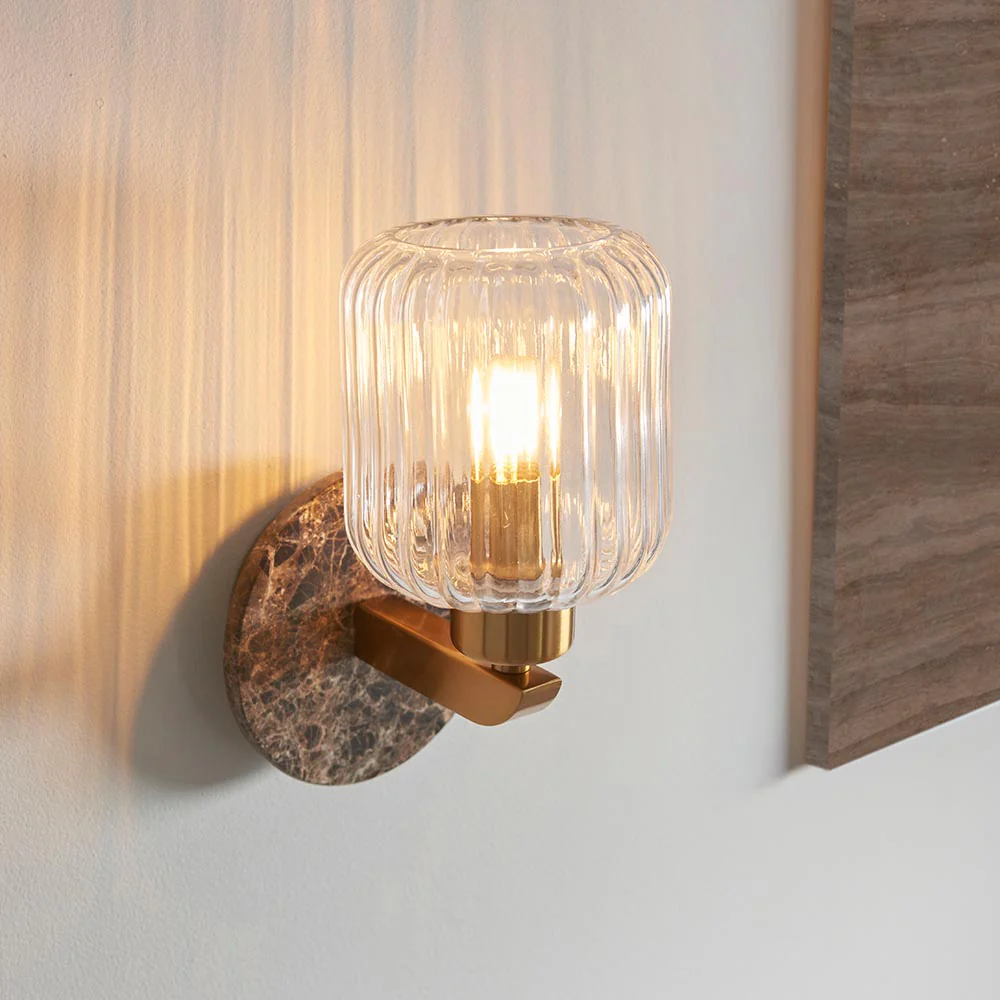 Travi Ribbed/ Clear Wall Light-  Various Base Finishes - Image 17