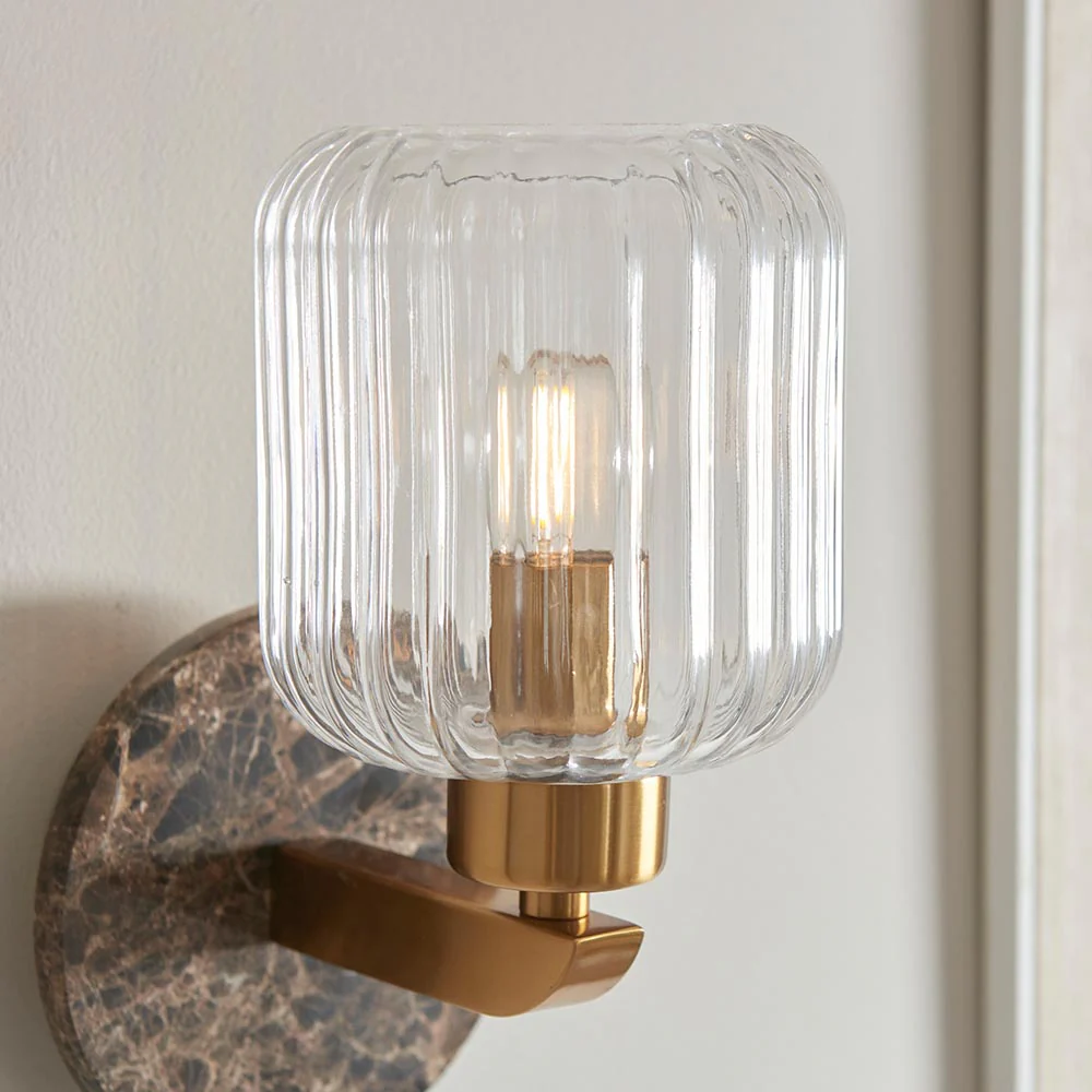 Travi Ribbed/ Clear Wall Light-  Various Base Finishes - Image 18
