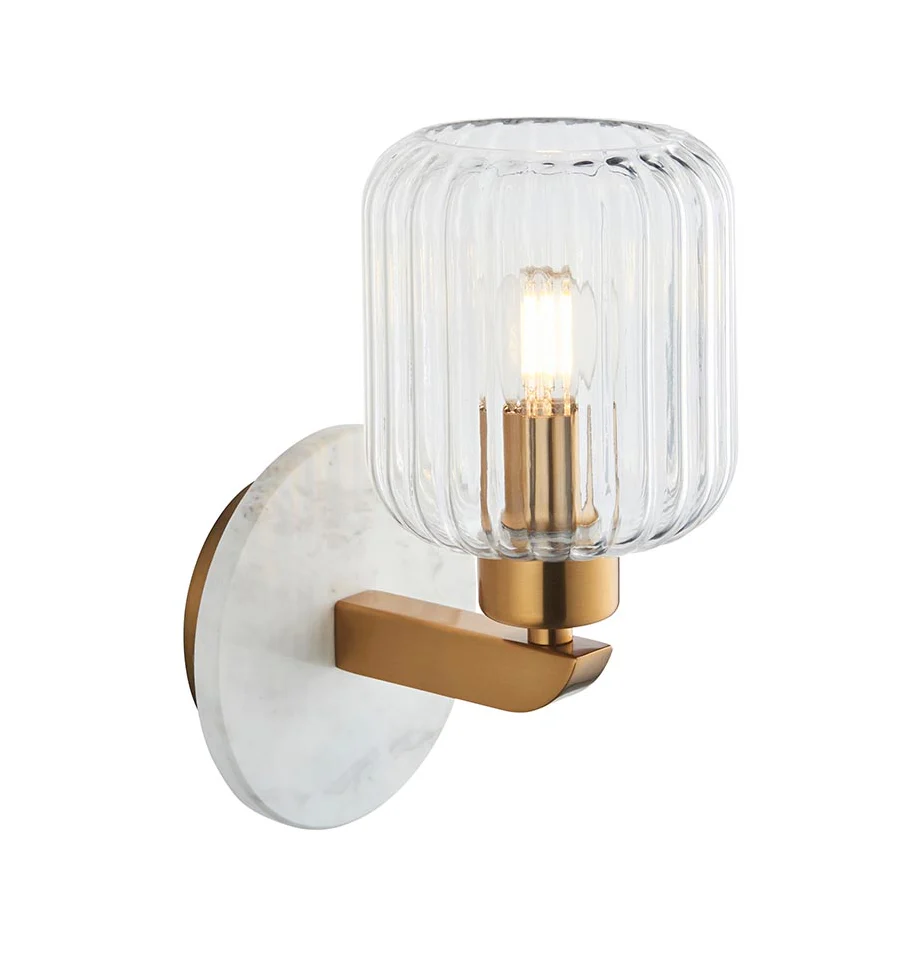 Travi Ribbed/ Clear Wall Light-  Various Base Finishes - Image 3