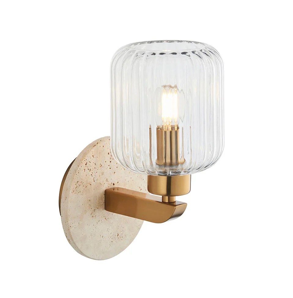 Travi Ribbed/ Clear Wall Light-  Various Base Finishes - Image 5