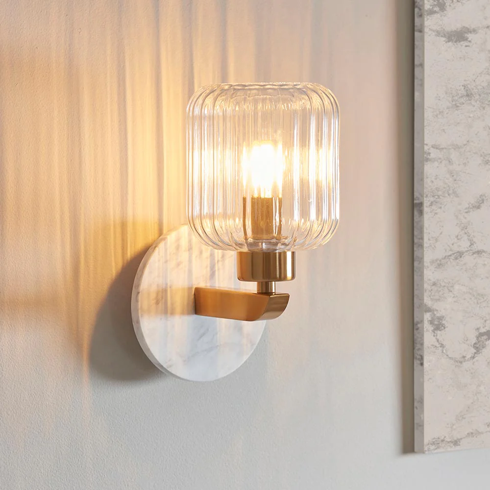 Travi Ribbed/ Clear Wall Light-  Various Base Finishes - Image 7