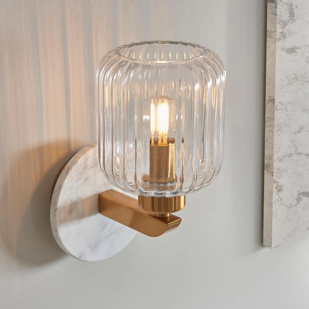 Travi Ribbed/ Clear Wall Light-  Various Base Finishes - Image 8