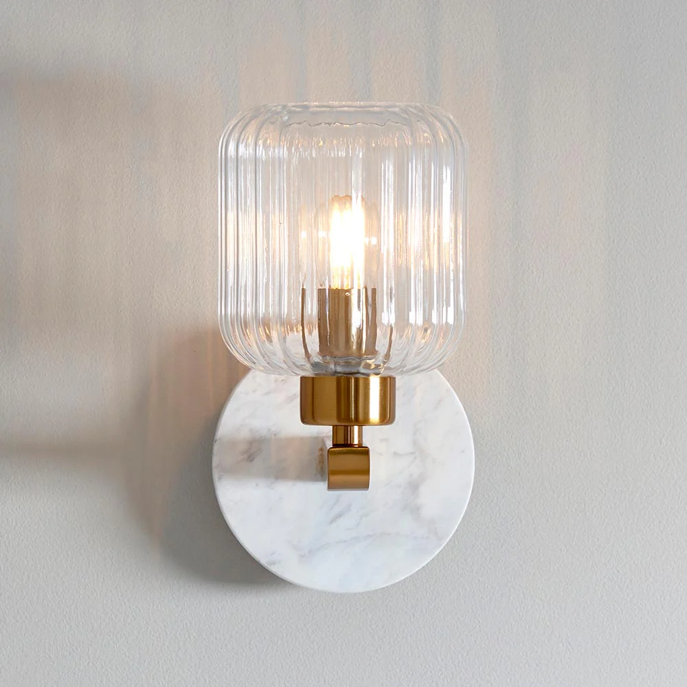 Travi Ribbed/ Clear Wall Light-  Various Base Finishes - Image 9