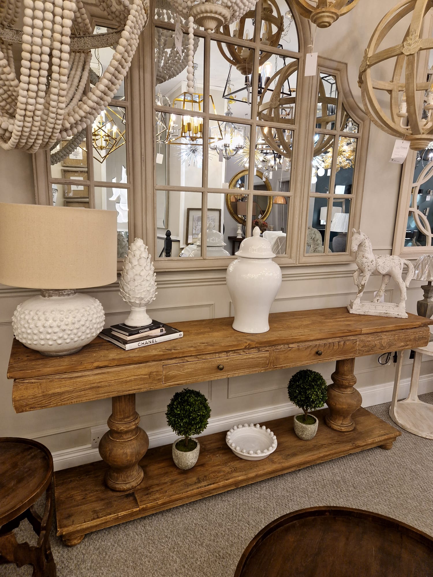 Lucille Taupe Triple Windowpane Mirror - Image 3