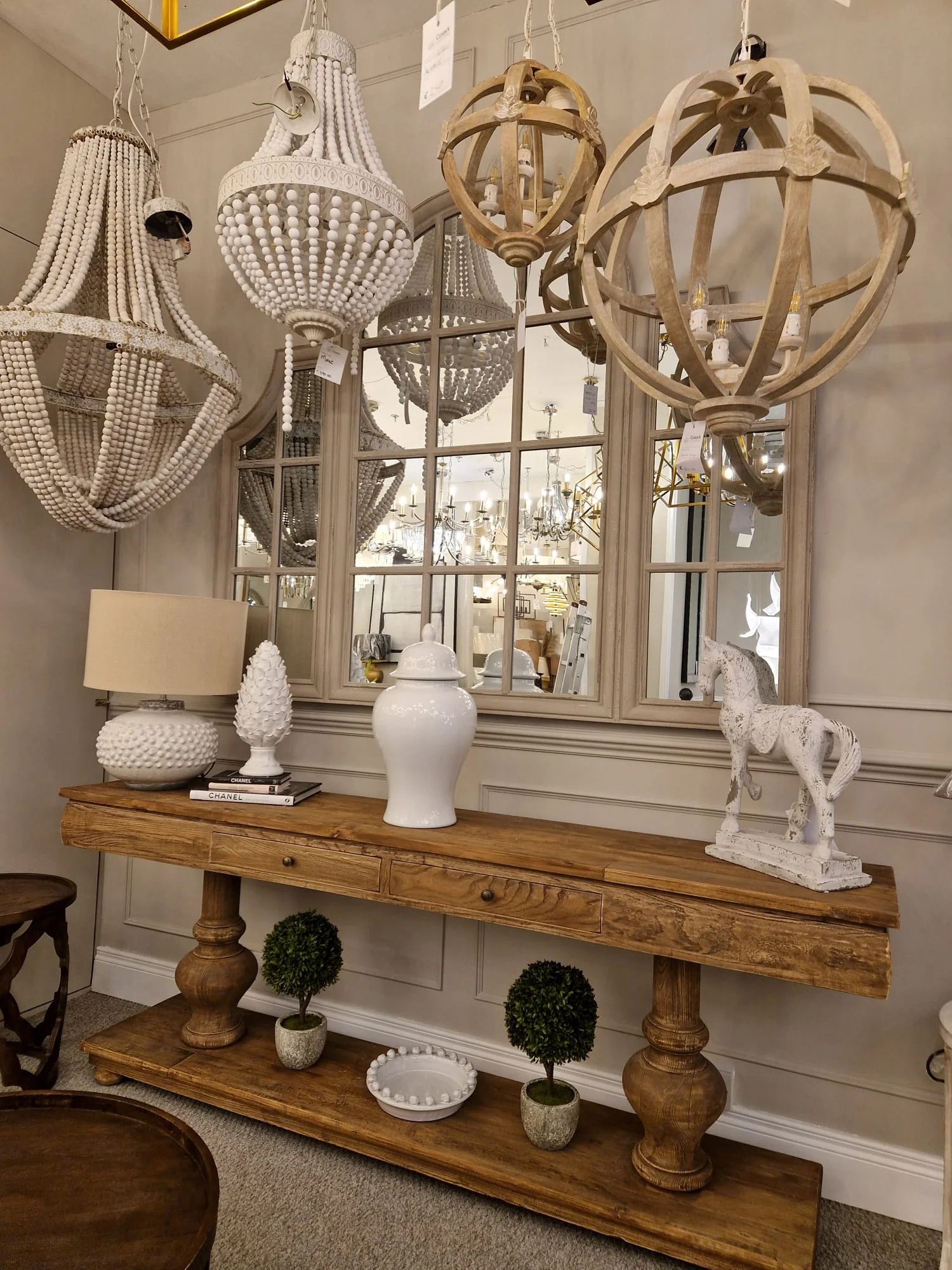 Lucille Taupe Triple Windowpane Mirror - Image 5