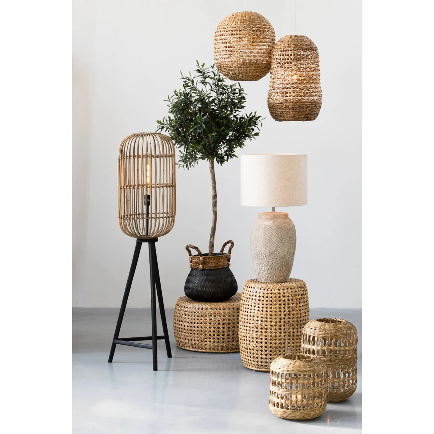 Tripoli Hanging lamp rattan natural- Various Finishes/ Sizes - Image 4
