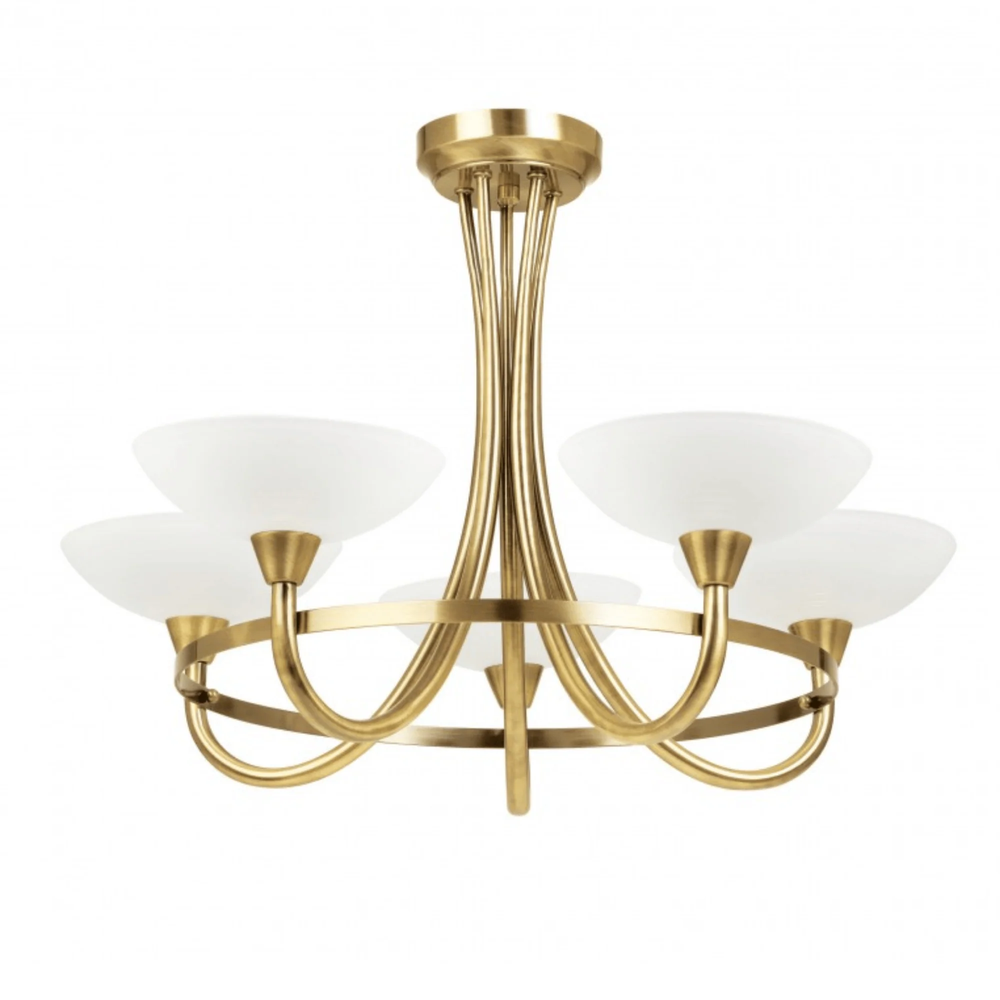 Tristan 3Lt/5Lt Semi-Flush Ceiling Lamp - Antique Brass/ Satin Chrome - Image 3