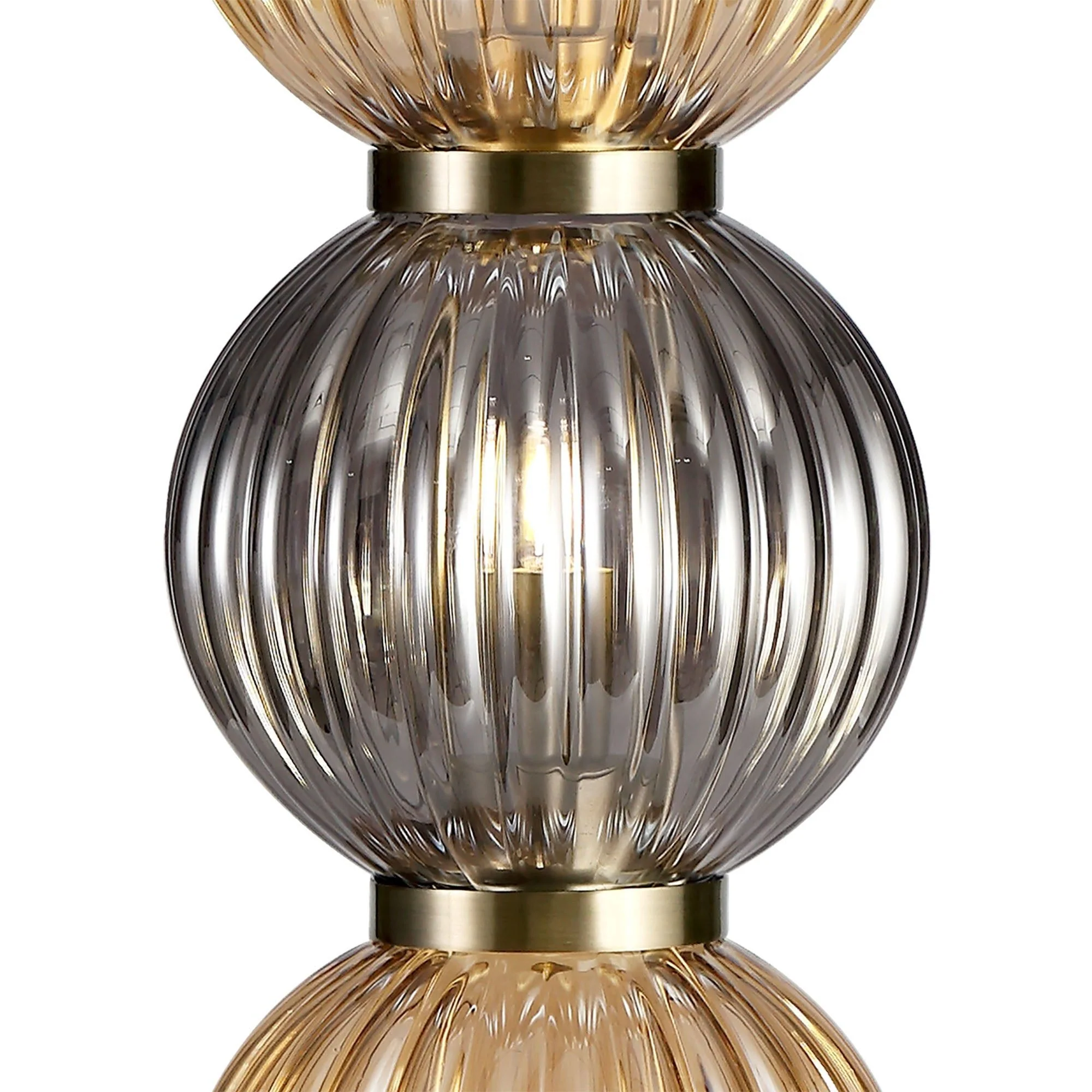 Triumphant Table Lamp, 3 x G9, Antique Brass/Smoked & Amber Glass - Image 3