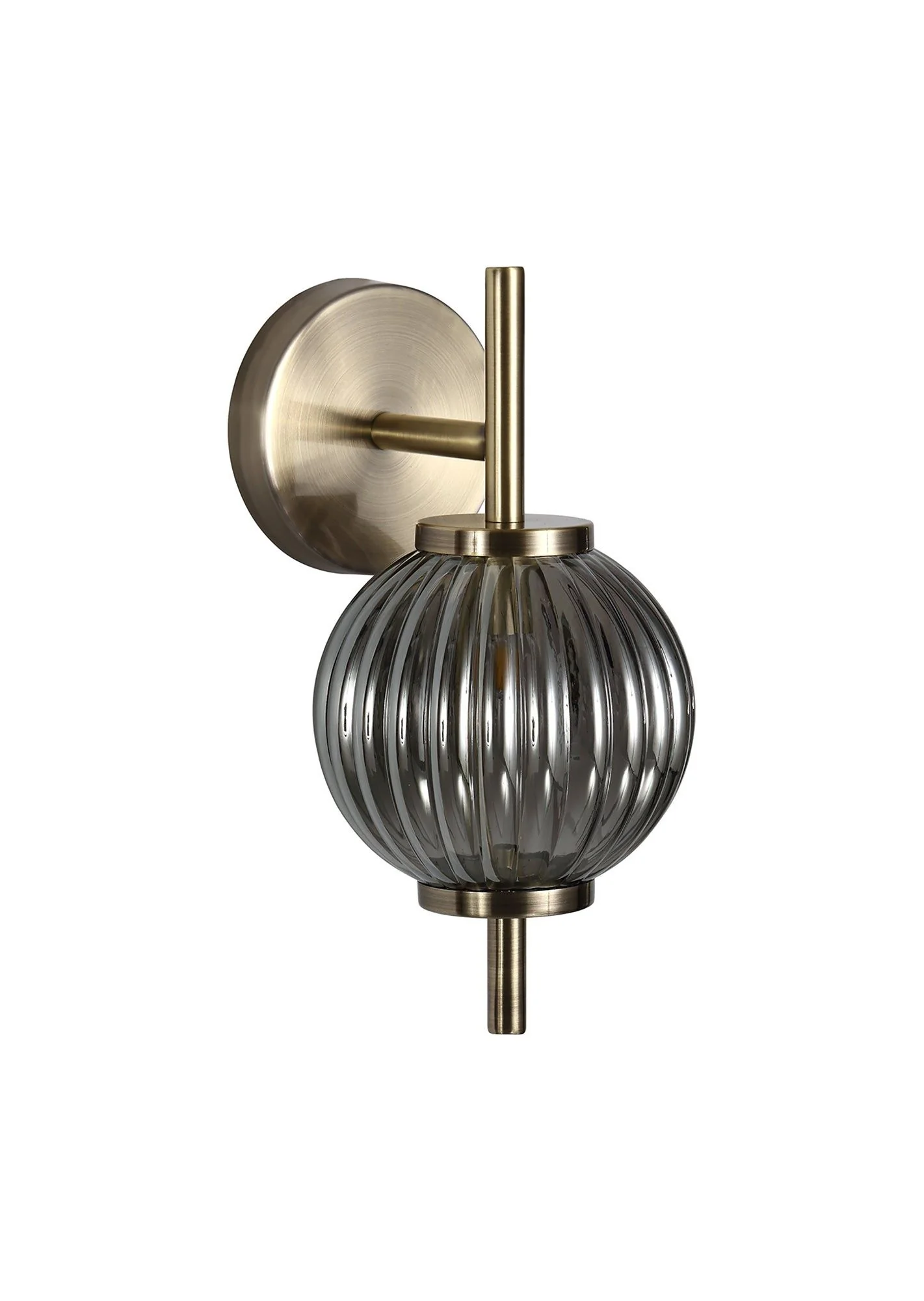 Triumphant Wall Lamp, 1 x G9, Antique Brass/Smoked Glass/Amber Glass - Image 2
