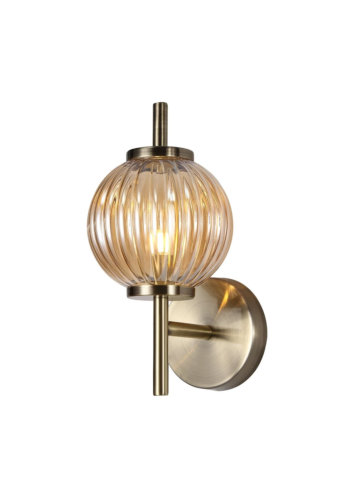 Triumphant Wall Lamp, 1 x G9, Antique Brass/Smoked Glass/Amber Glass - Image 4