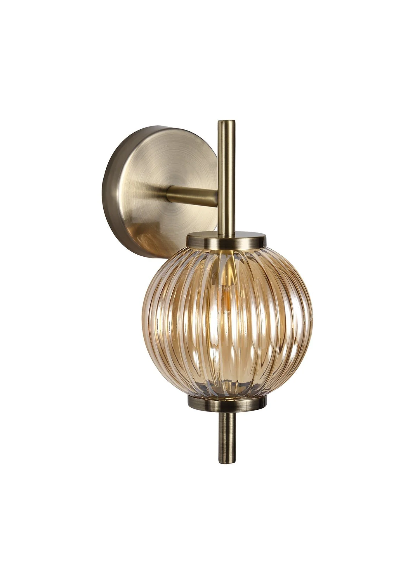 Triumphant Wall Lamp, 1 x G9, Antique Brass/Smoked Glass/Amber Glass - Image 6