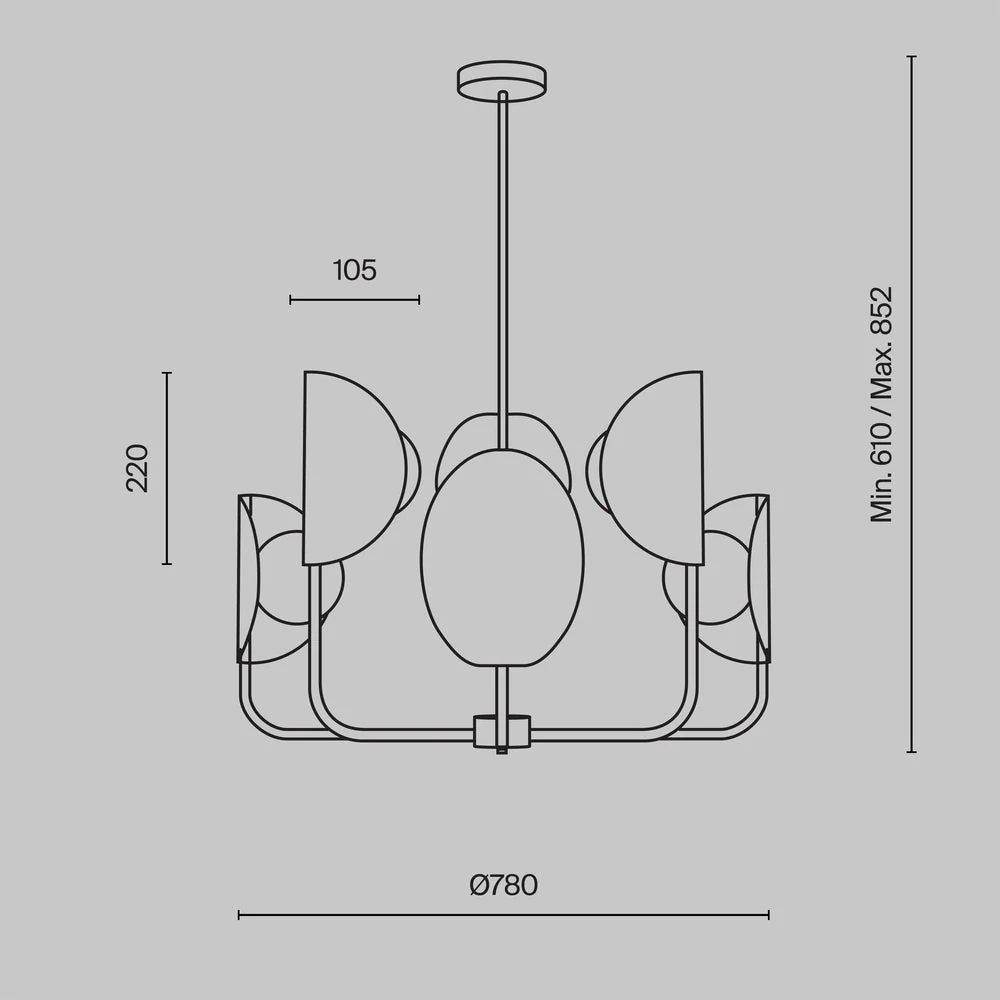 Tropic 6Lt Multi-Arm Pendant - Image 4