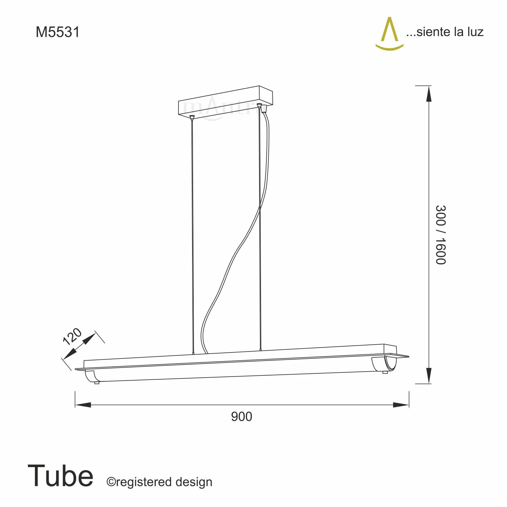Tube Crystal Linear Pendant - Chrome/Sand Diamond - Image 3