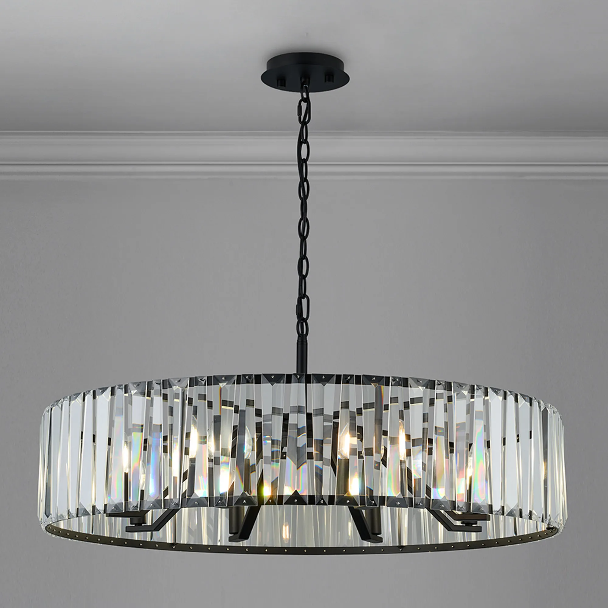 Tudor 4/6/8Lt Crystal Hoop Chandelier- Various Finishes - Image 48